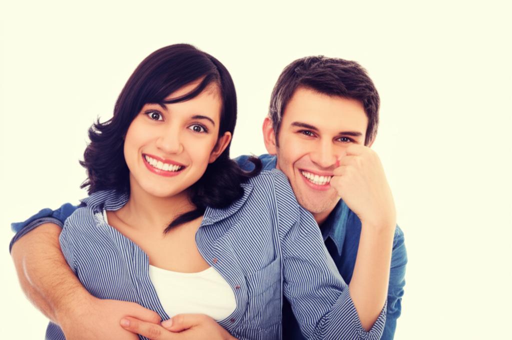 Man smiling confidently while holding his partner