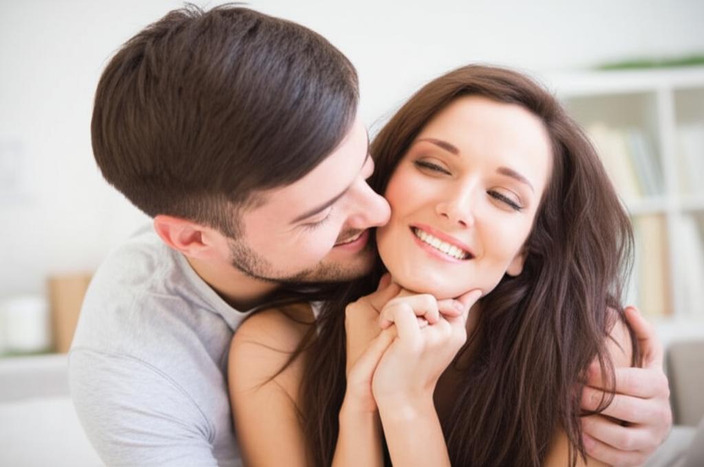 Image showing a happy couple embracing, symbolizing improved intimacy