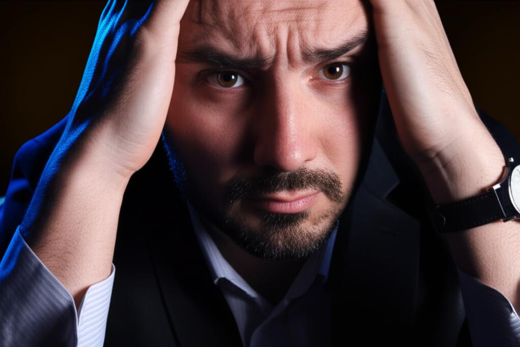 man looking stressed about performance