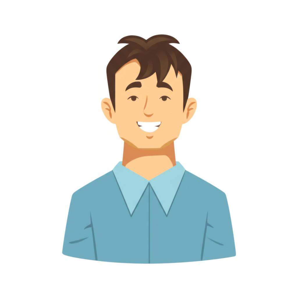 Illustration of a man looking energetic and confident, smiling, perhaps in a daily life setting.