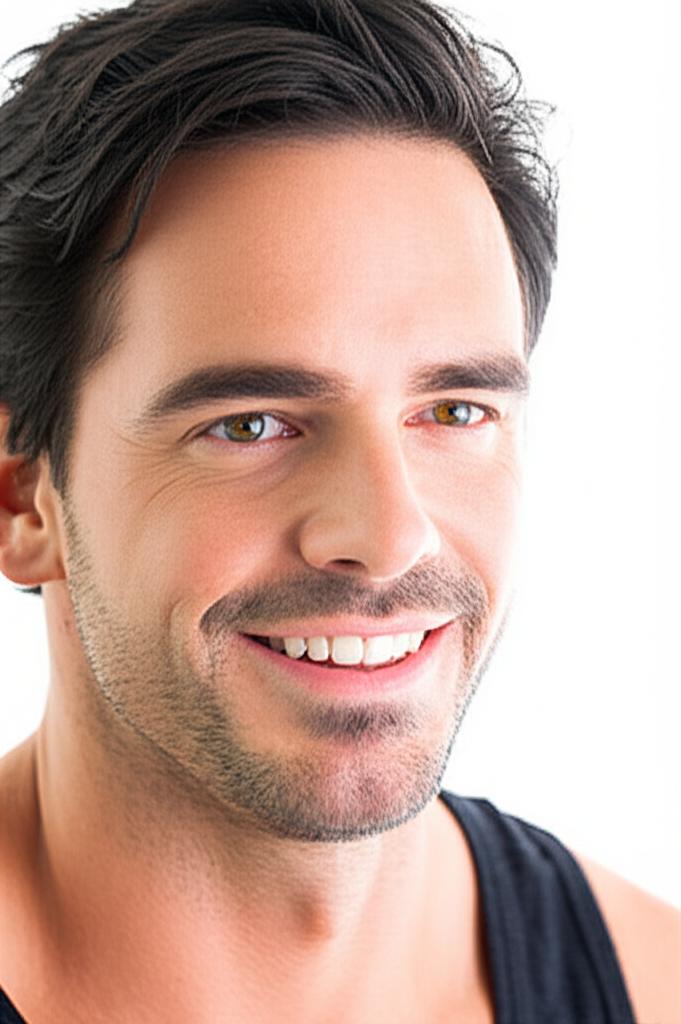 man looking healthy and energetic, smiling, natural light