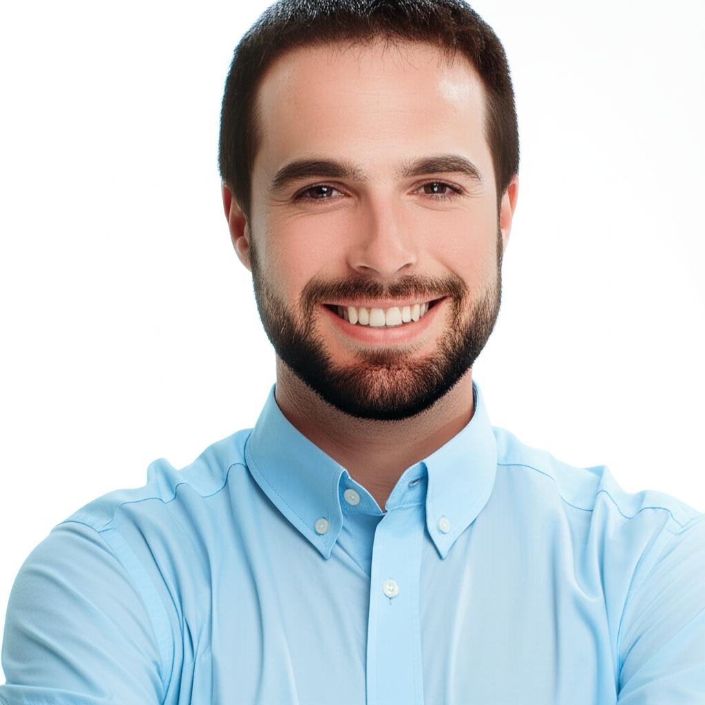 man looking happy and confident