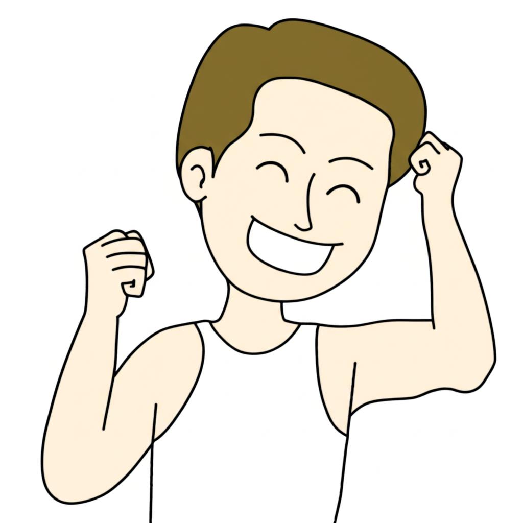 illustration of a man looking energetic and happy in the morning after a good night